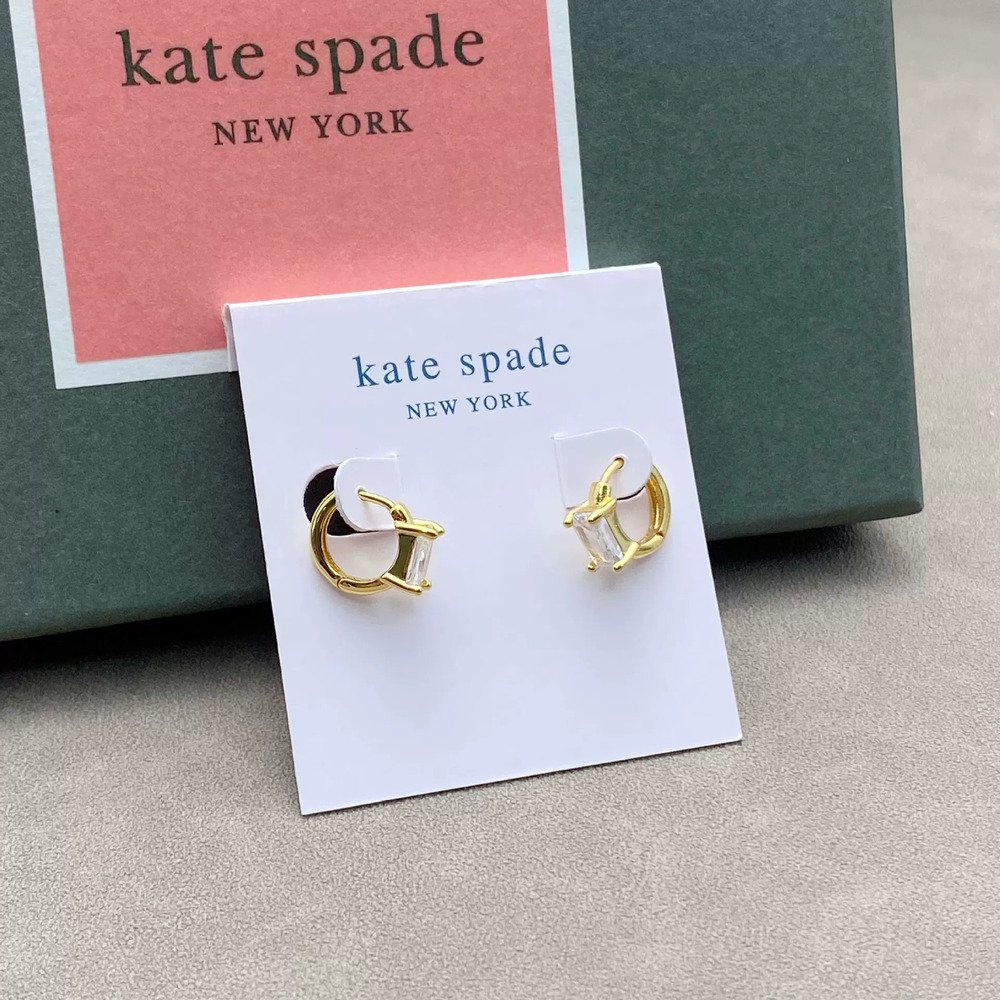 kate spade Square CZ Polished Hoop Earrings Trendy Geometric Ear Cuff